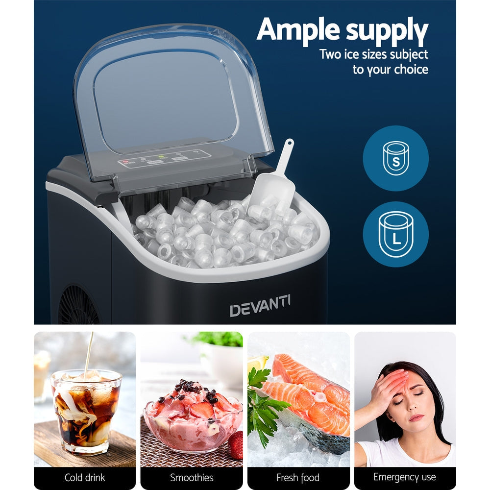 NNEDSZ Portable Ice Maker Machine Ice Cube T12kg Bar Countertop Black-4