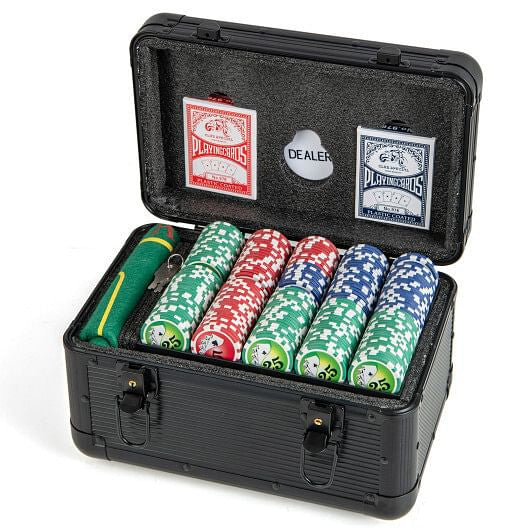 Casino Poker Chips with 600 Pieces Chips Texas Holdem Poker Chip Set-Black-0