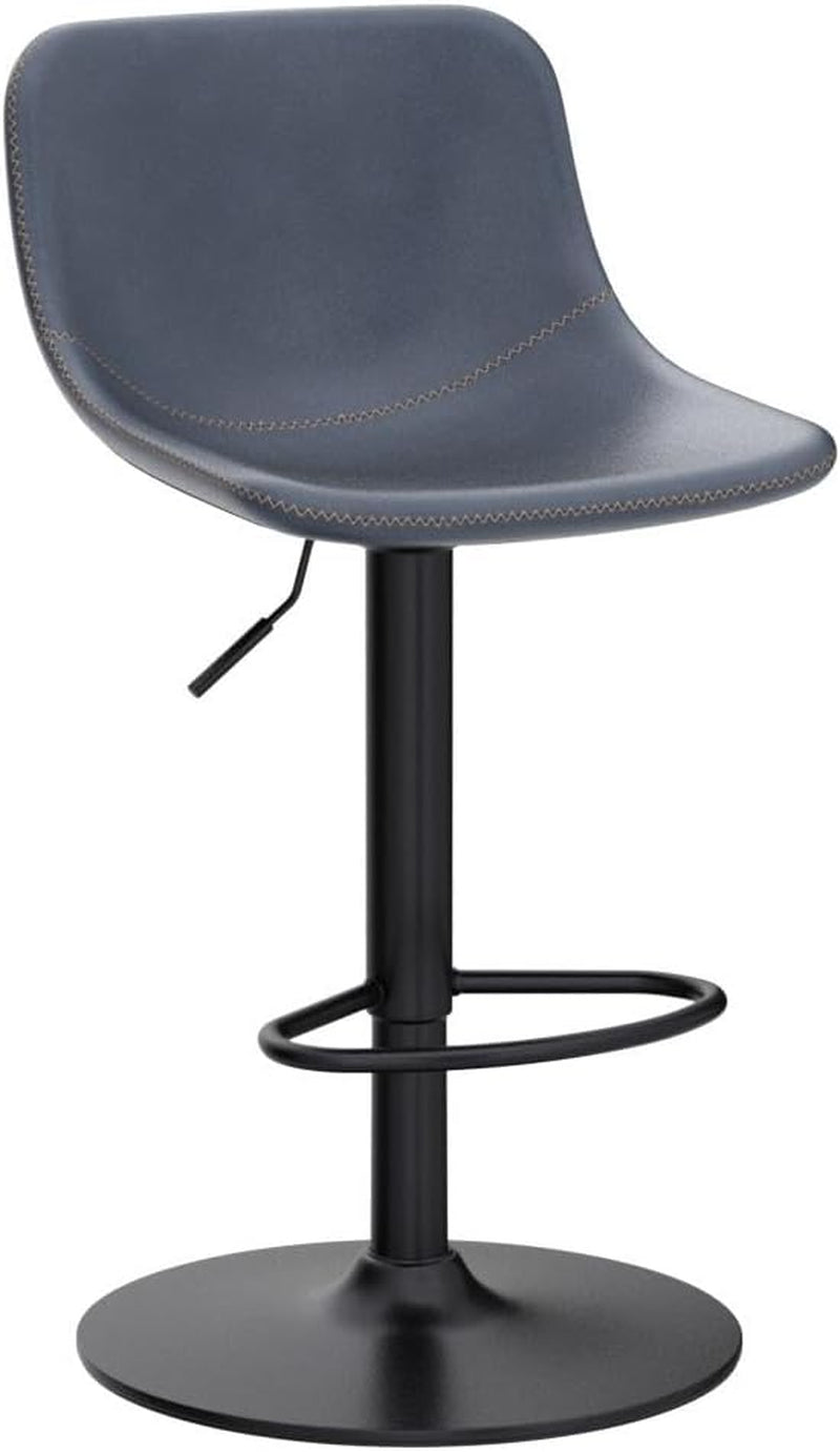 Adjustable Bar Stools Set of 2, Mid Century Modern Swivel Bar Stools, Industrial Bar Height Stools with Back Support Counter Height Bar Chairs Pu Leather Bar Stool for Kitchen Island Rustic Barstools-4