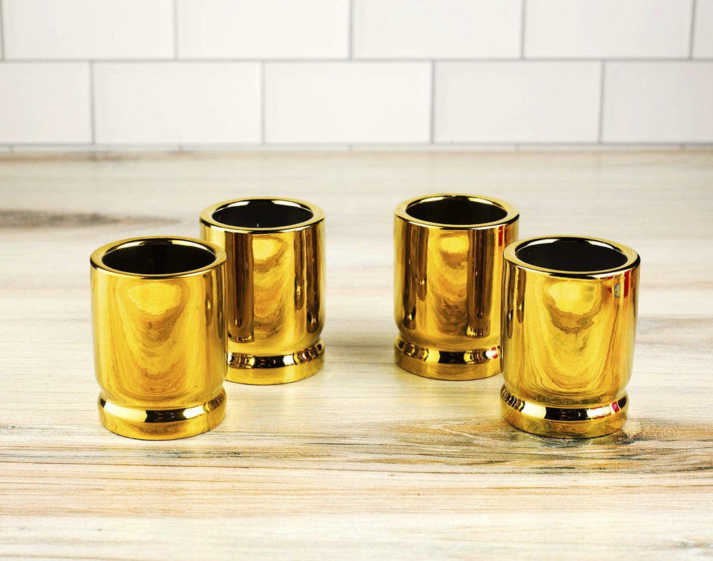 The Wine Savant 50 Caliber Bullet Shot Glasses Set - Set of 4 - Each holds 2 Ounces - Tactical Bullet Casings Shot Glasses-1