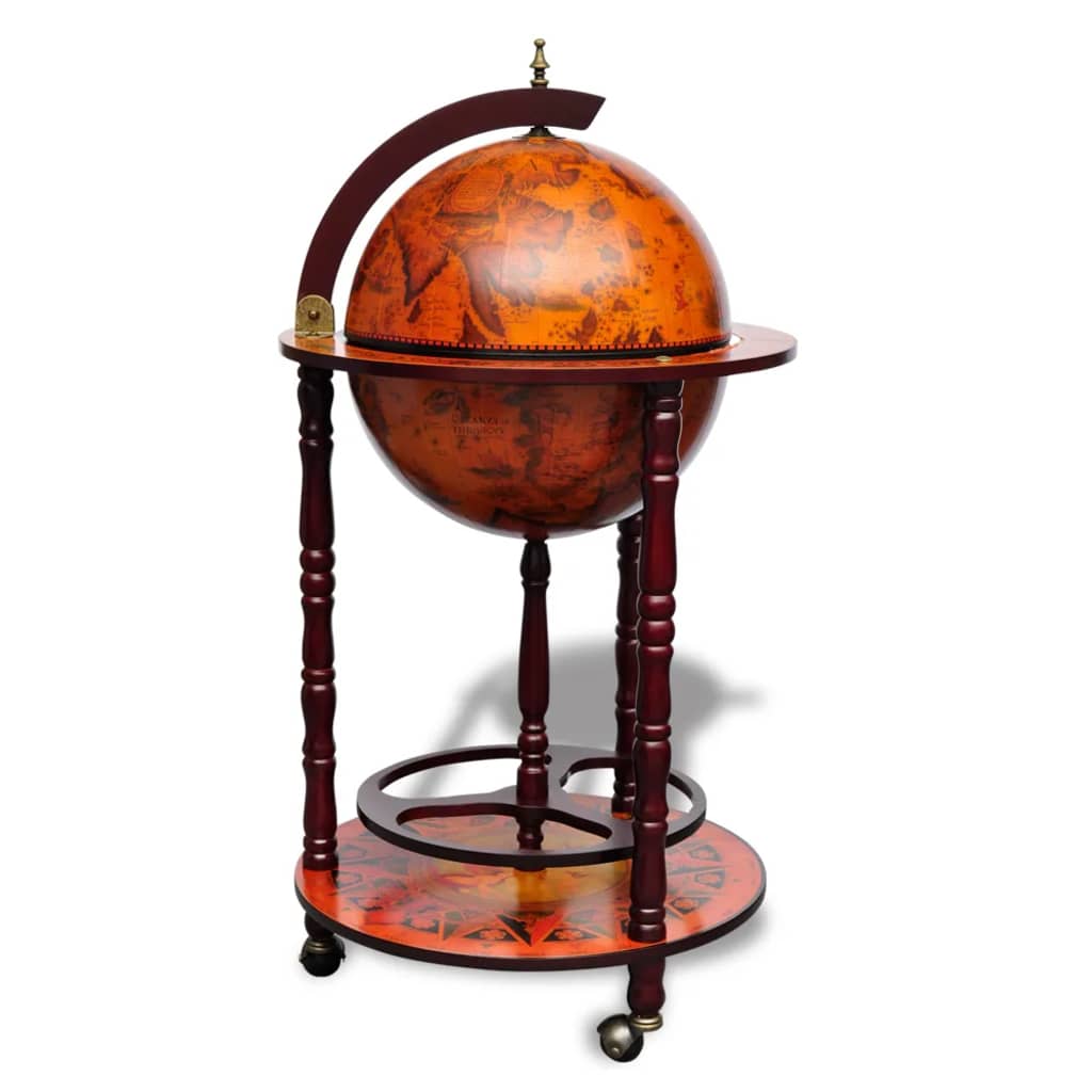 vidaXL Globe Bar Cart Globe Wine Bar Liquor Bar Cabinet Solid Eucalyptus Wood