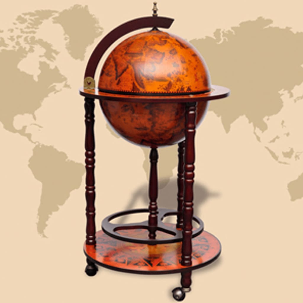 vidaXL Globe Bar Cart Globe Wine Bar Liquor Bar Cabinet Solid Eucalyptus Wood