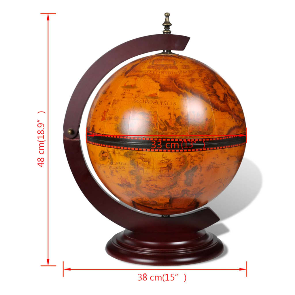 vidaXL Globe Wine Bar Tabletop Wine Rack Bar Cabinet Solid Eucalyptus Wood
