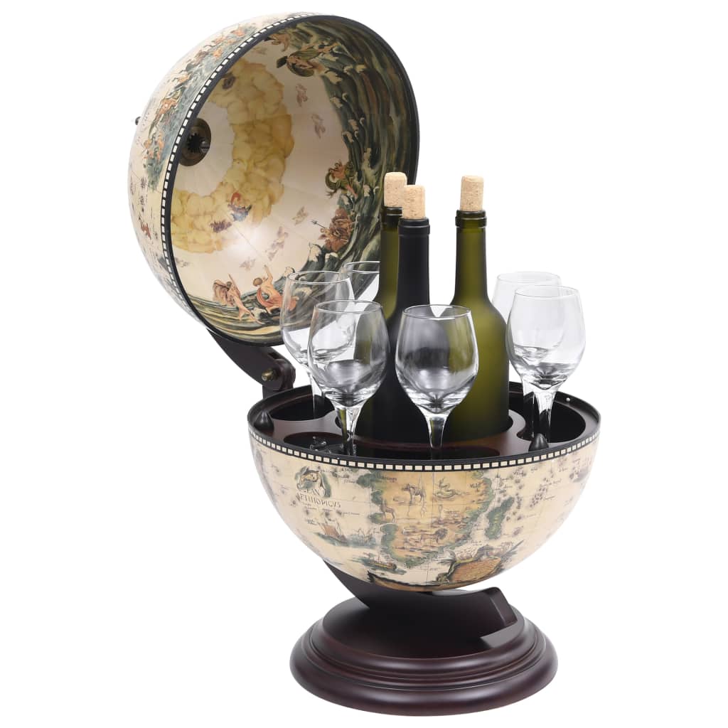 vidaXL Globe Wine Bar Tabletop Wine Rack Bar Cabinet Solid Eucalyptus Wood