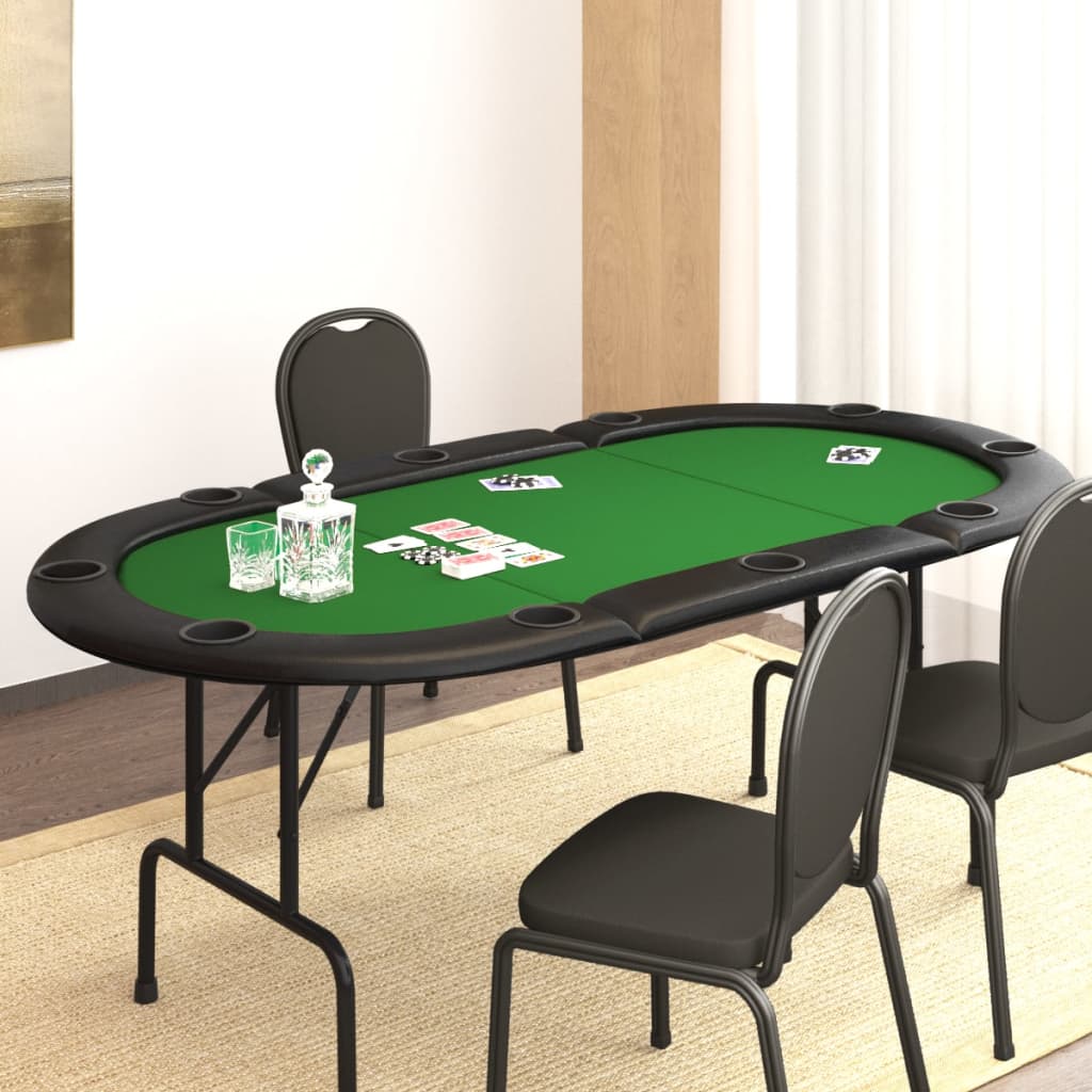 vidaXL 10-Player Folding Poker Table Card Gaming Table Furniture Blue/Green-5