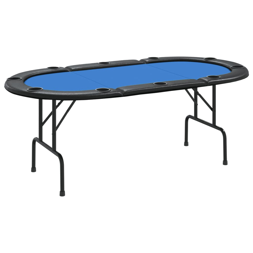 vidaXL 10-Player Folding Poker Table Card Gaming Table Furniture Blue/Green-0