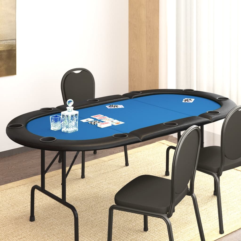 vidaXL 10-Player Folding Poker Table Card Gaming Table Furniture Blue/Green-2