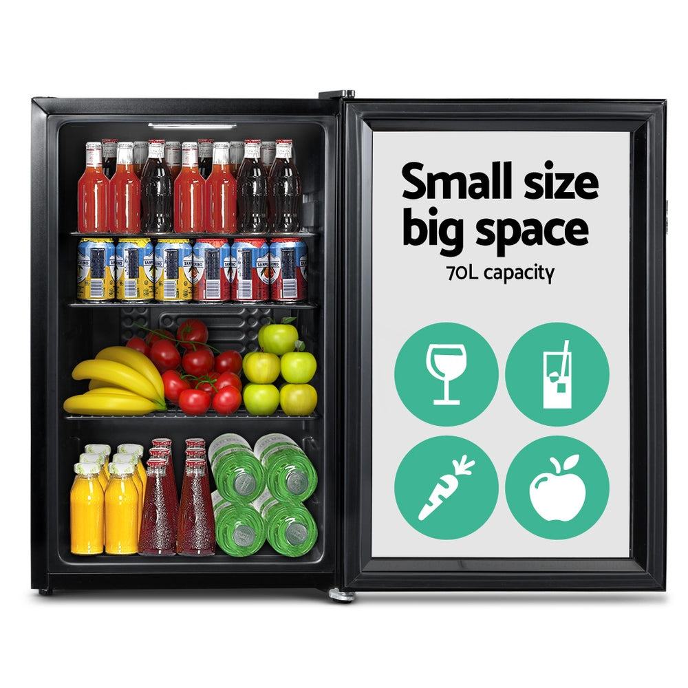 NNEDSZ 70L Bar Fridge Glass Door Mini Countertop Freezer Fridges Bottle Cooler-2