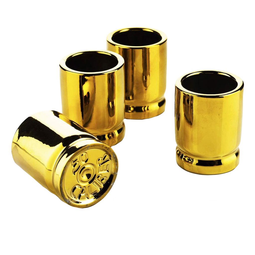 The Wine Savant 50 Caliber Bullet Shot Glasses Set - Set of 4 - Each holds 2 Ounces - Tactical Bullet Casings Shot Glasses-0