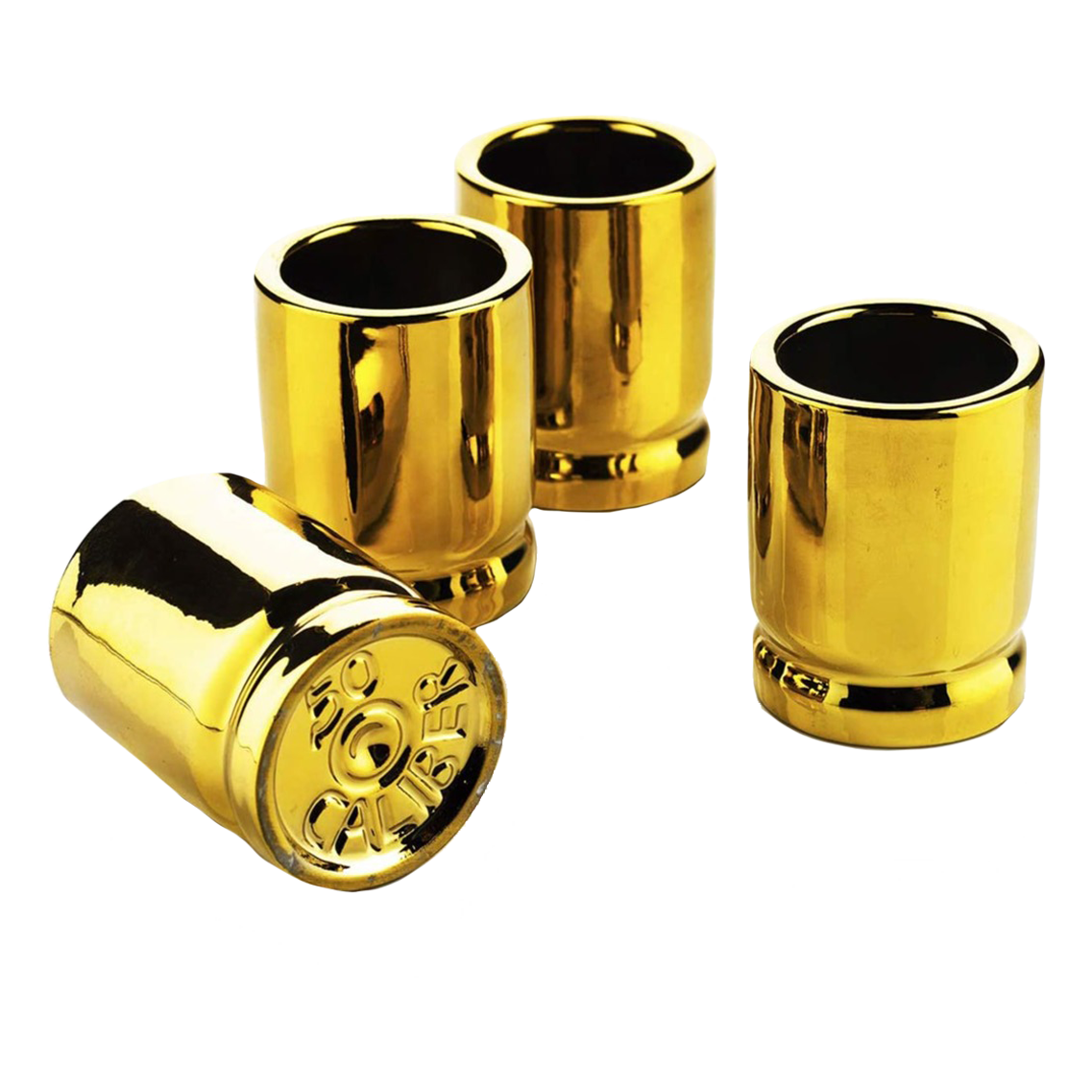 The Wine Savant 50 Caliber Bullet Shot Glasses Set - Set of 4 - Each holds 2 Ounces - Tactical Bullet Casings Shot Glasses-0