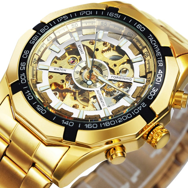 Watch Men Skeleton Automatic Mechanical Watch Gold Skeleton Vintage Man Watch Mens Watches