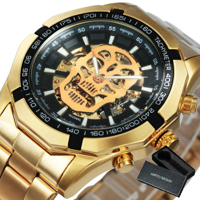 Watch Men Skeleton Automatic Mechanical Watch Gold Skeleton Vintage Man Watch Mens Watches