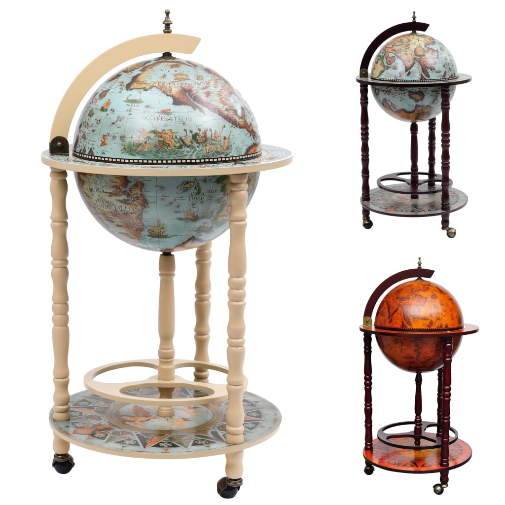 vidaXL Globe Bar Cart Globe Wine Bar Liquor Bar Cabinet Solid Eucalyptus Wood