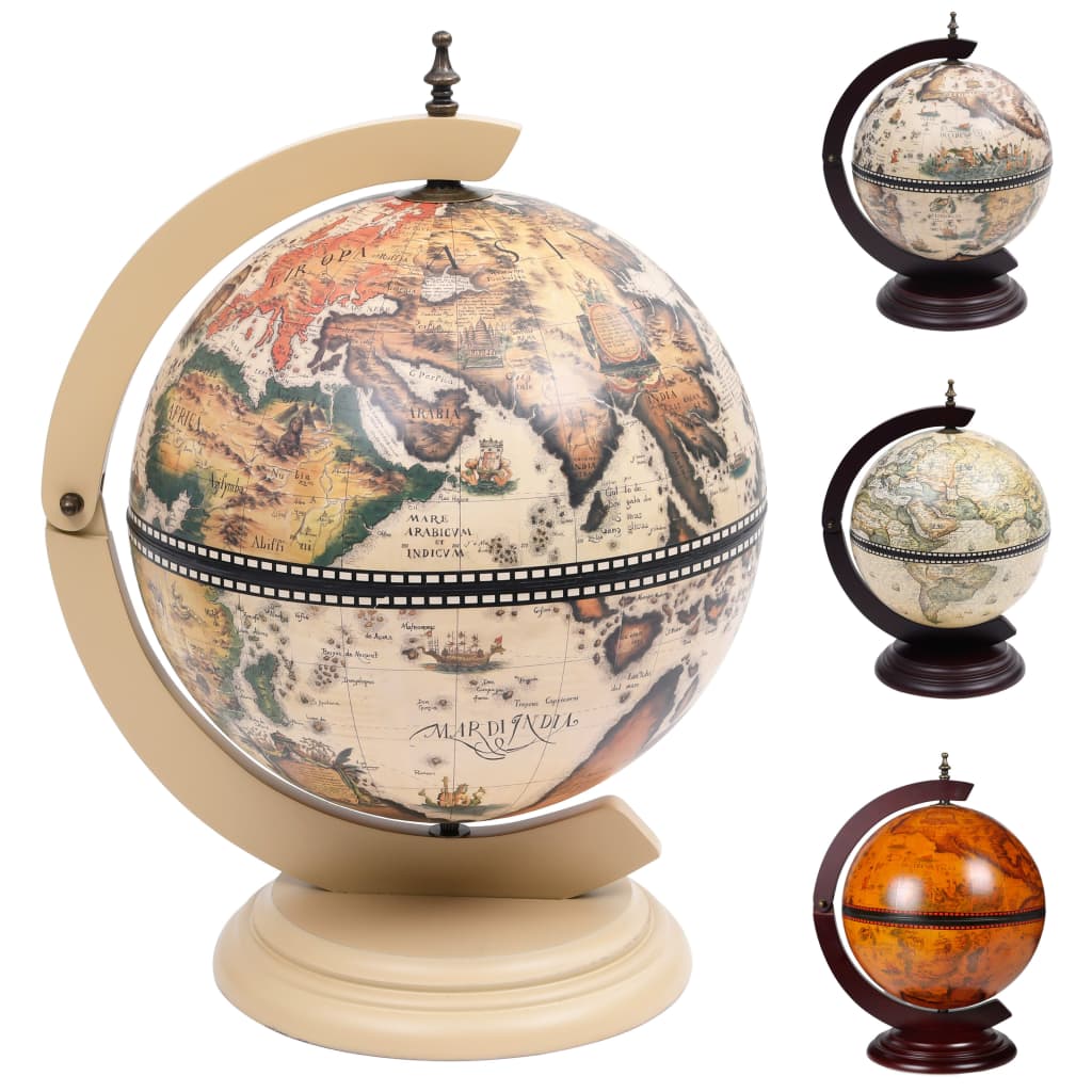 vidaXL Globe Wine Bar Tabletop Wine Rack Bar Cabinet Solid Eucalyptus Wood