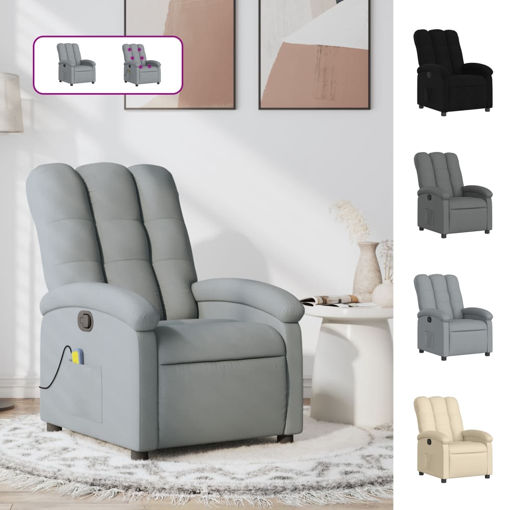 vidaXL Massage Recliner Chair Black Fabric
